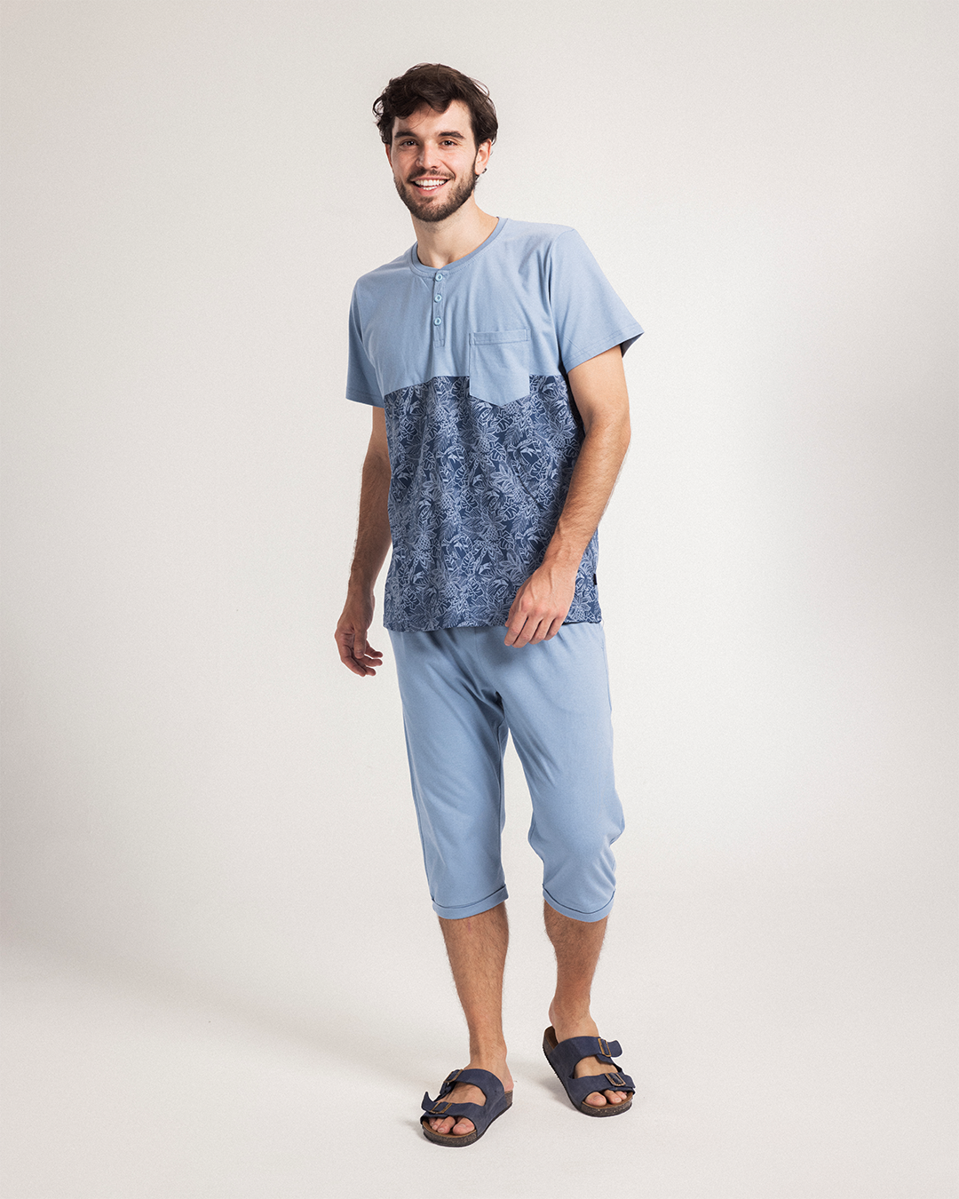 Summer vibes Men's half-sleeved pajamas and cotton tights