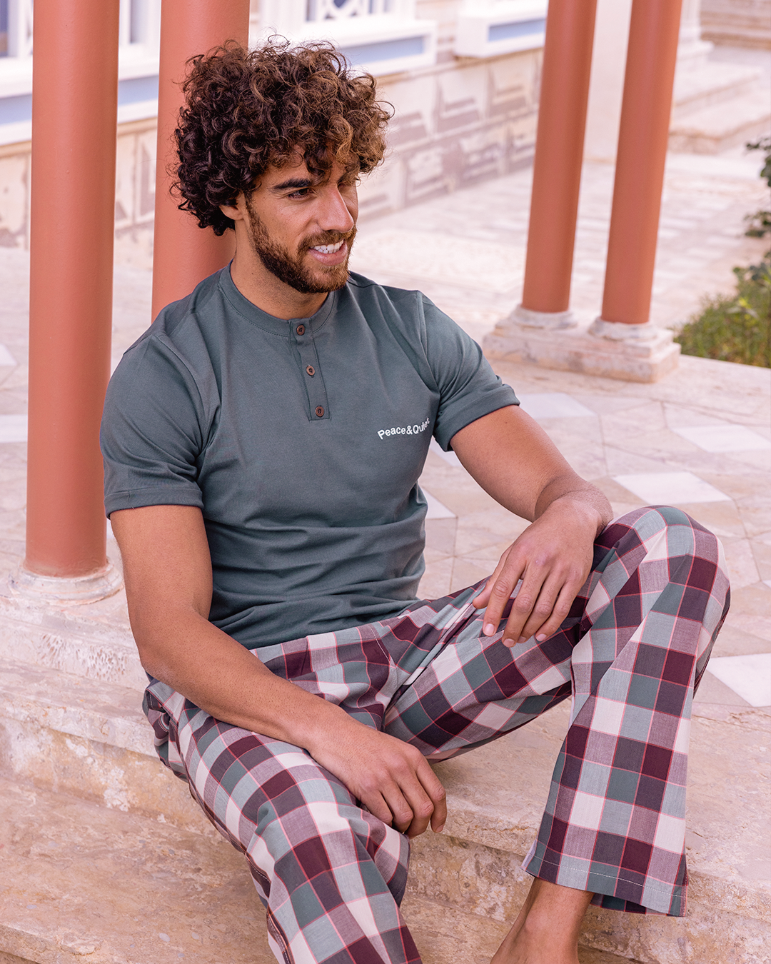 Peace and quiet pajamas Pants Plaid