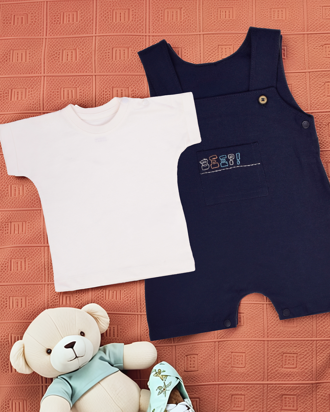 Beep Honk Boys' Printed T-Shirt & Romper Pajamas