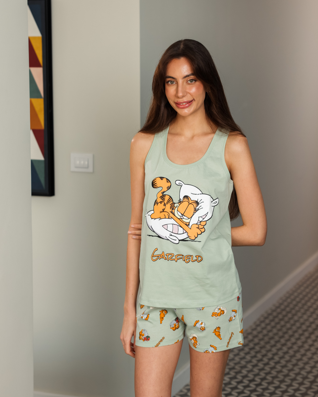 Women's pajamas and Garfield shorts