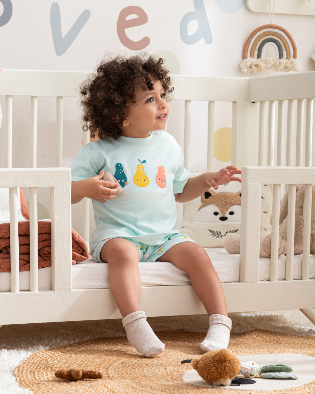 Cute Fruits Baby boys' half-sleeved pajamas and cotton shorts