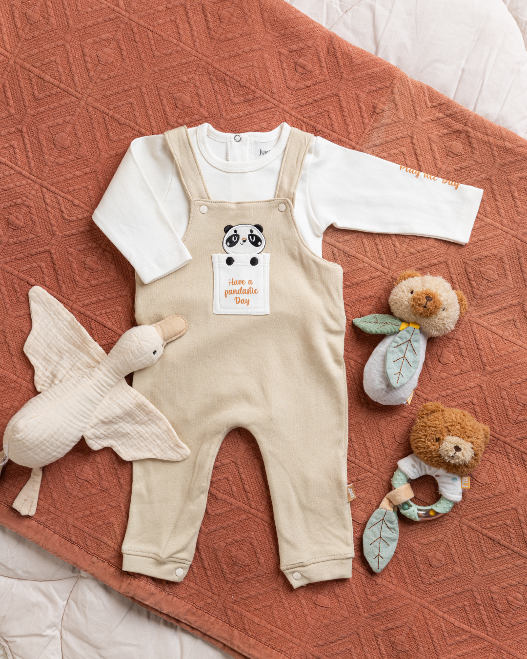 Magical Pand Baby Printed Romper and Sleeveless T-Shirt