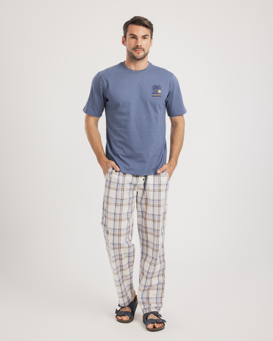 Sun and Palm Tree Men's Half Sleeve Pajamas