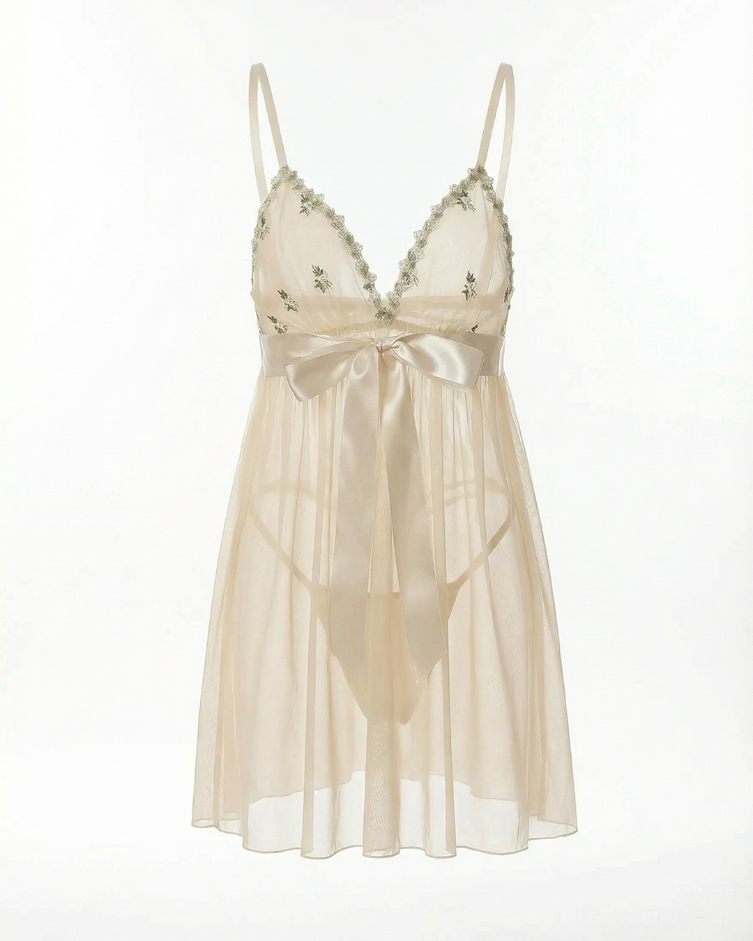 S24 Lingerie A Réglé Deux Morceaux de Chemise Court Avec un arc et un panti