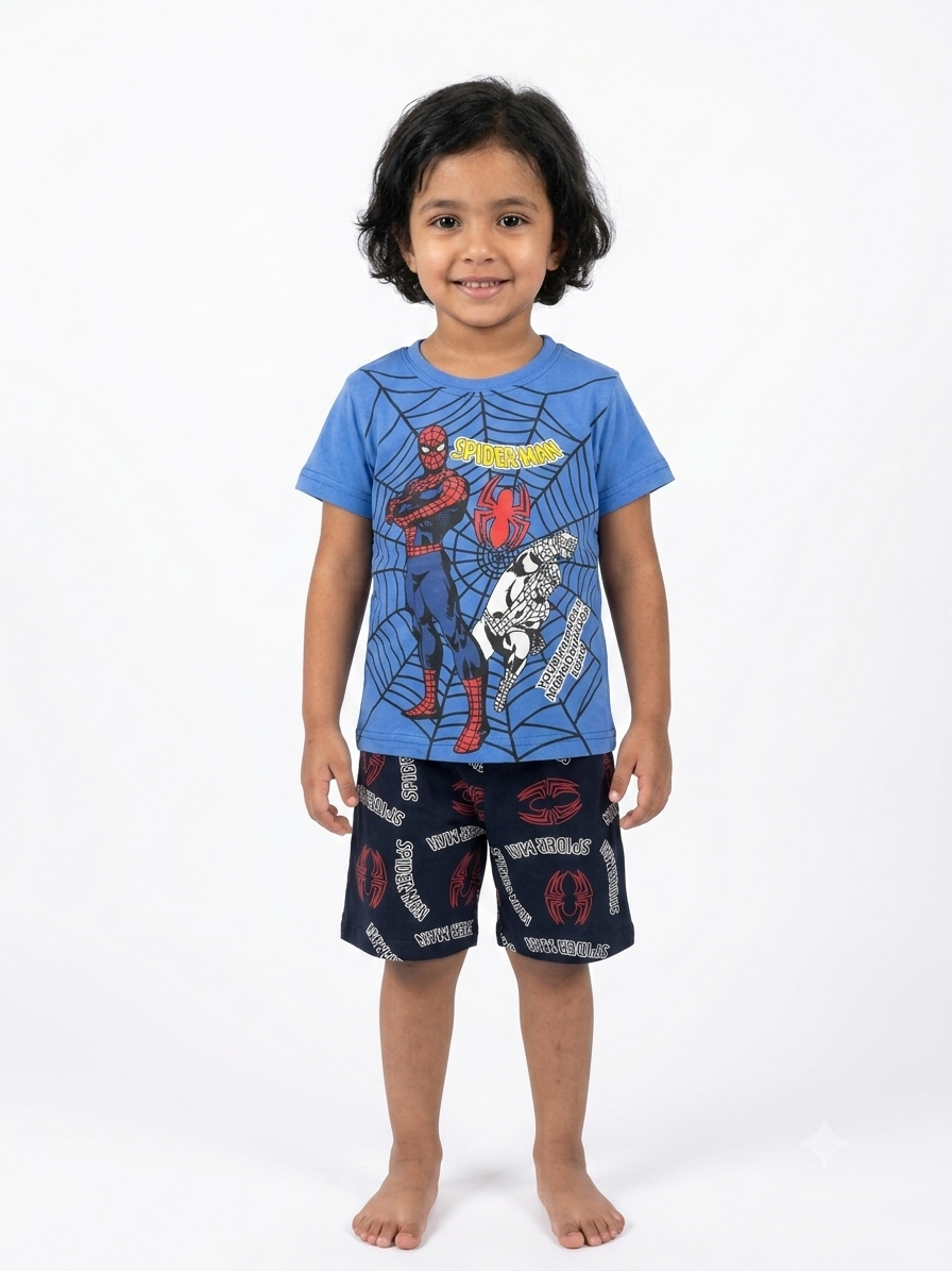 بجامة شورت ولادي سبيدر مان قطن للأطفال - Cotton House Kids Wear