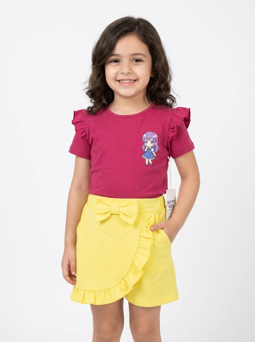 بجامة شورت وسط بناتي girl pink