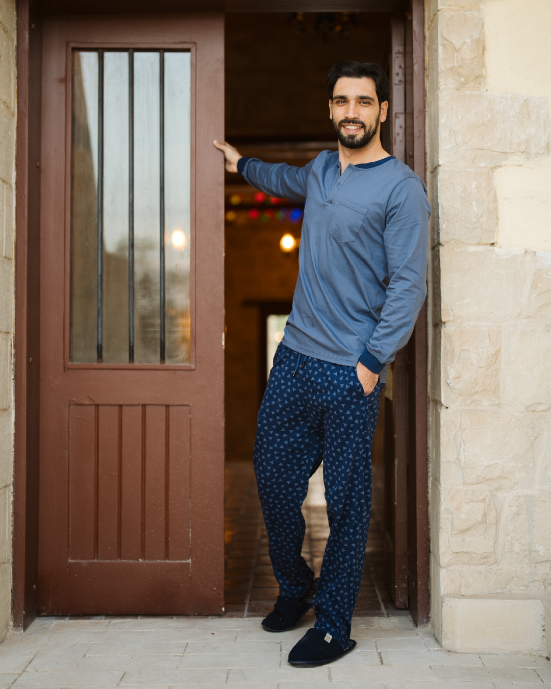 Triangles men's pajamas with sleeves