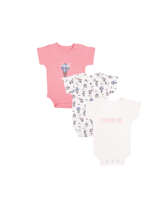carnival children's bodysuit, half sleeves, 3 pack