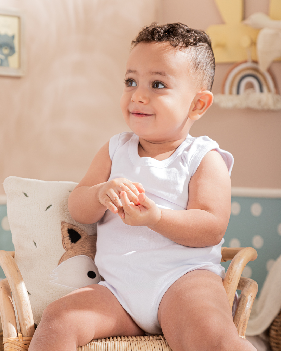 Plain white baby jumpsuit