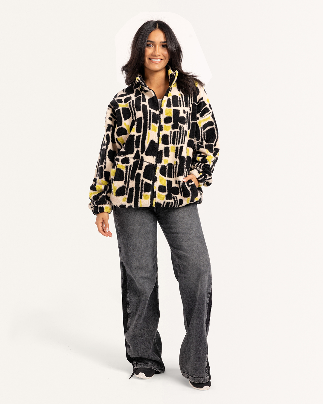 Abstract shapes fur jacket