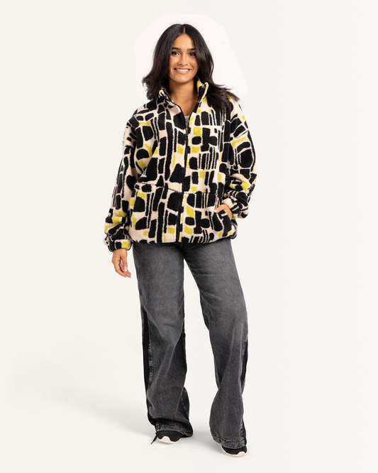 Abstract shapes fur jacket