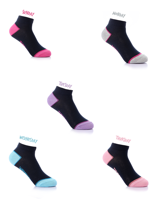 Girls' socket drink, days of the week, a pack of 5 pieces