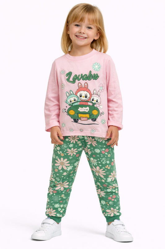 بيجامة قطن خريفي وسط بناتي