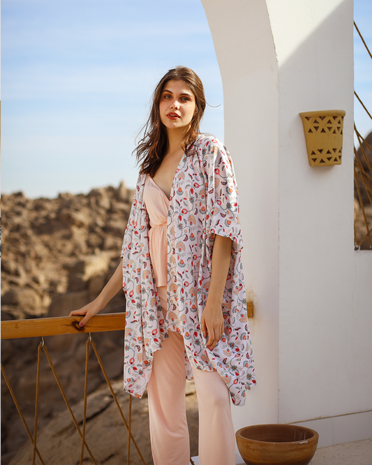 Women's printed viscose kimono