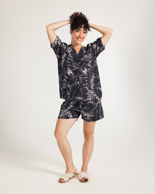 Tropical Pattern Button Down linen Set