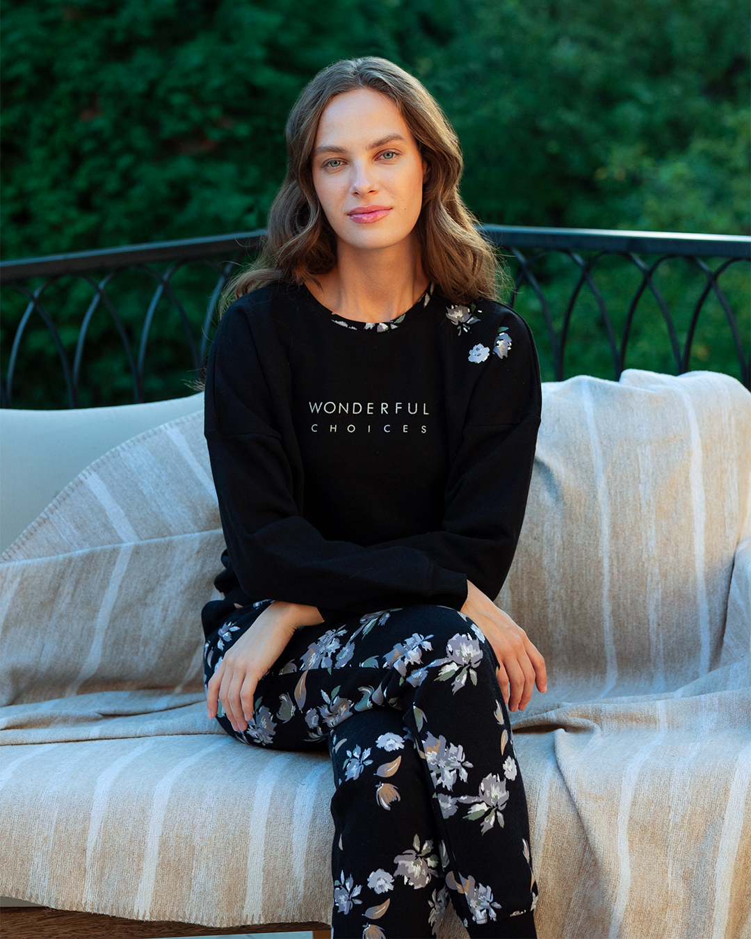 Watercolor Flowers Long Sleeve Pajamas