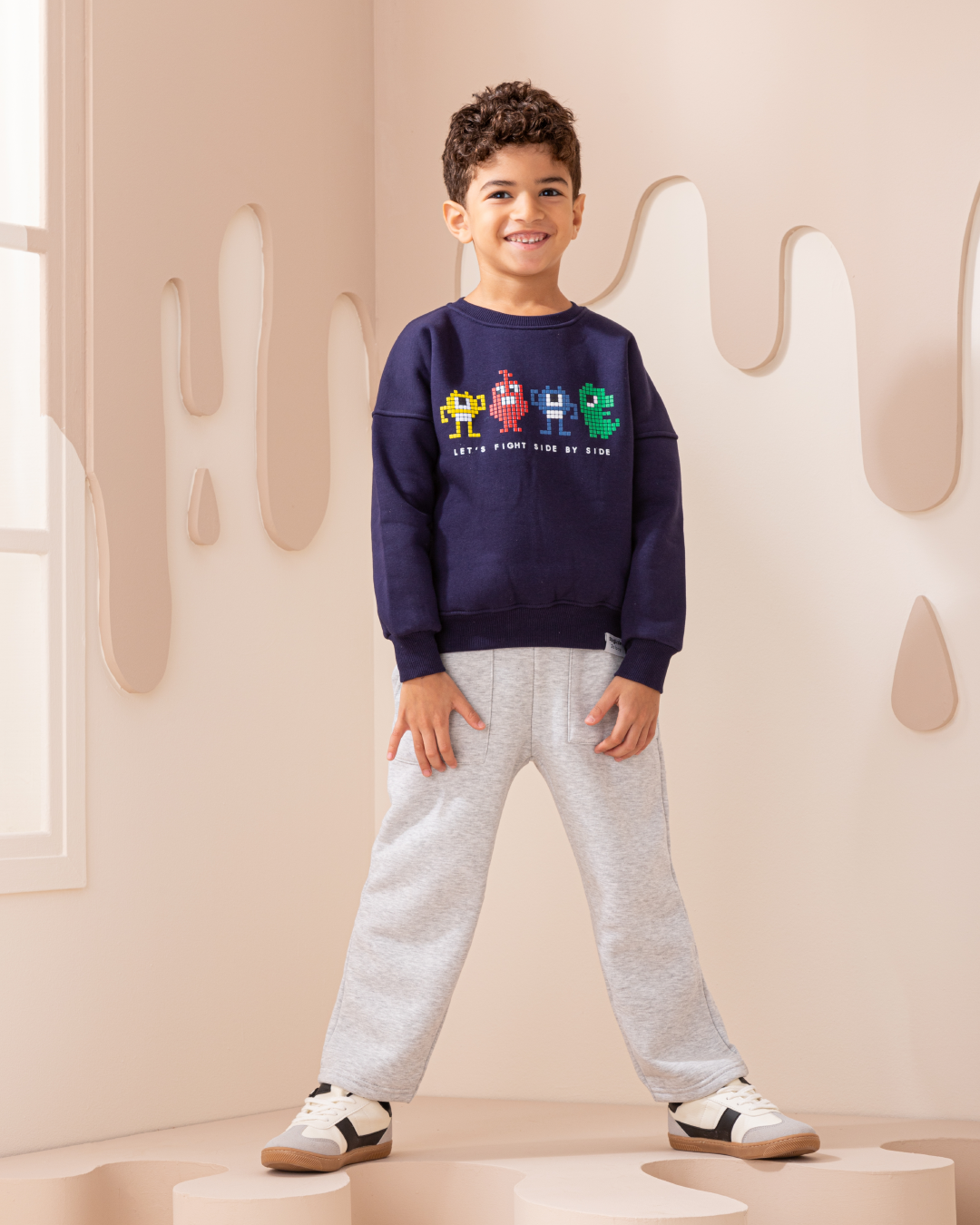 Let's Fight side by side Boys' long sleeve pajamas