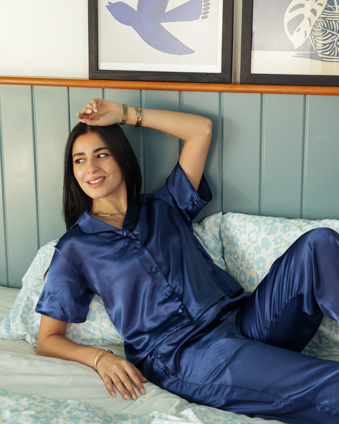 Women's pajamas with buttons and pants