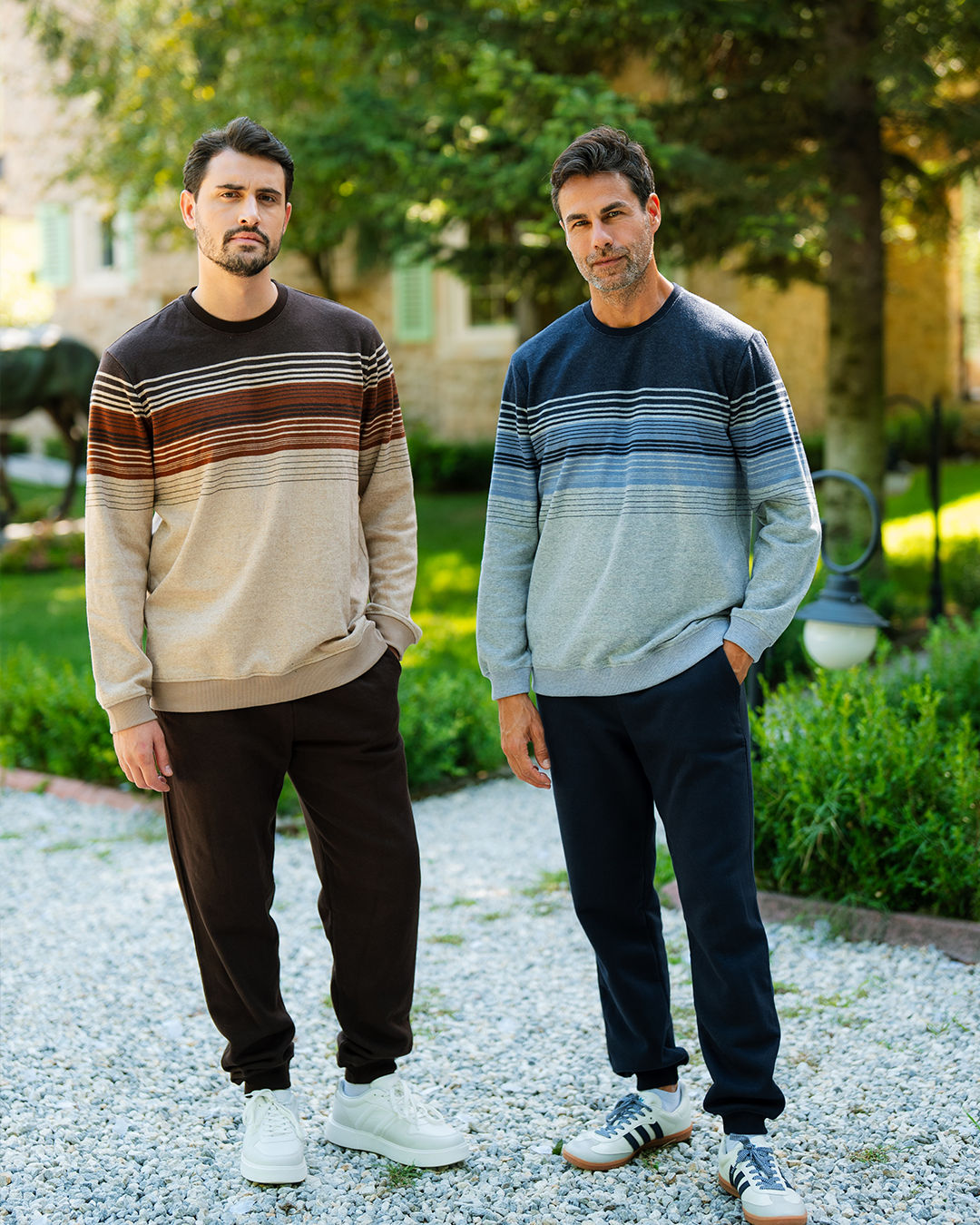 Striped pajama set jacquard