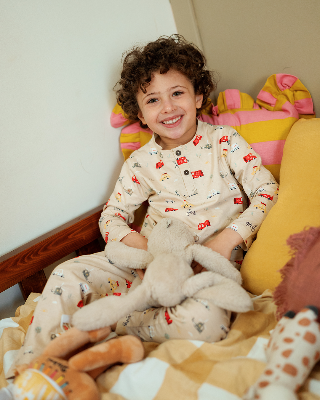 Boys' Pajamas with Buttons - Car Adventures