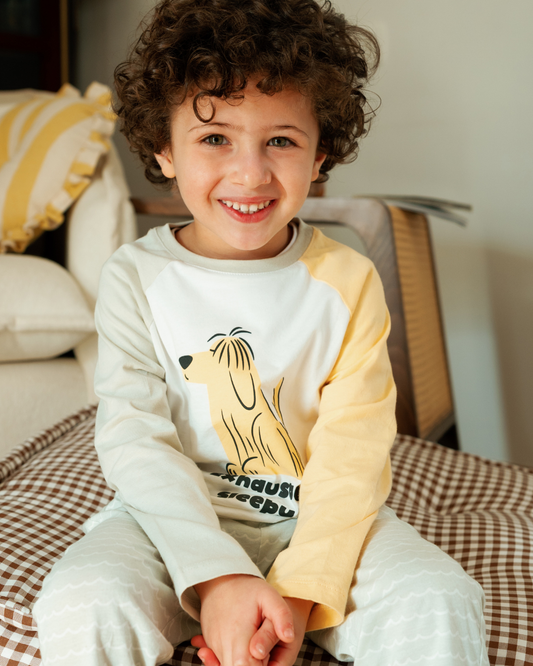 Boys' Pajamas with Colorful Sleeves and Happy Animals
