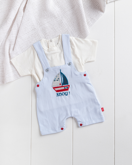 Whale Time Boys Bodysuit Set Printed Suspender T-Shirt