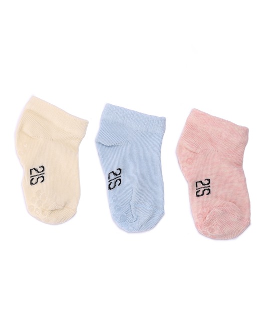 Girls Socket Plain Silicone Socks Pack of 3