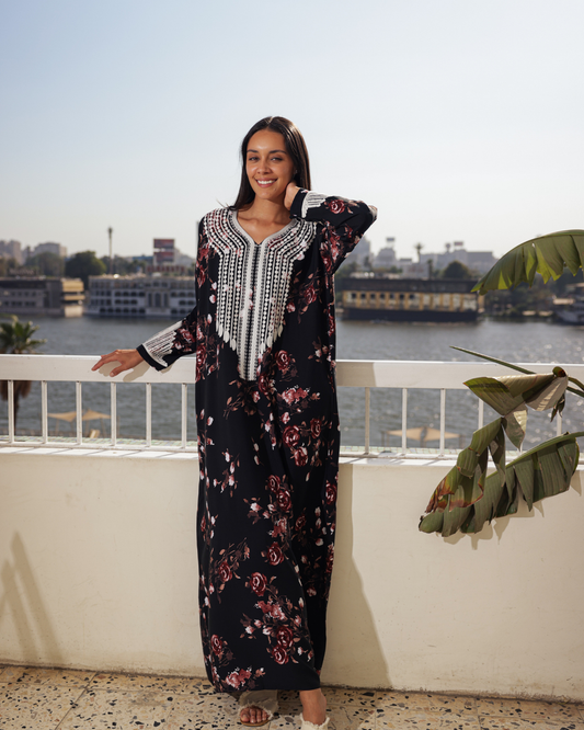 18 Viscose shirt with embroidered patterned sleeves