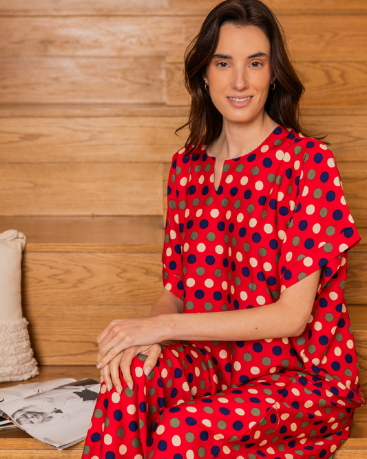 138 Dotted half-sleeve viscose shirt