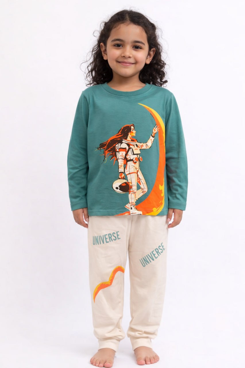 بيجامه قطن خريفي وسط بناتي