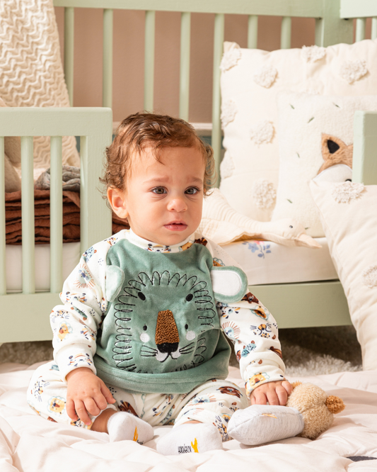 Lion Hair soft velor baby pajamas for boys