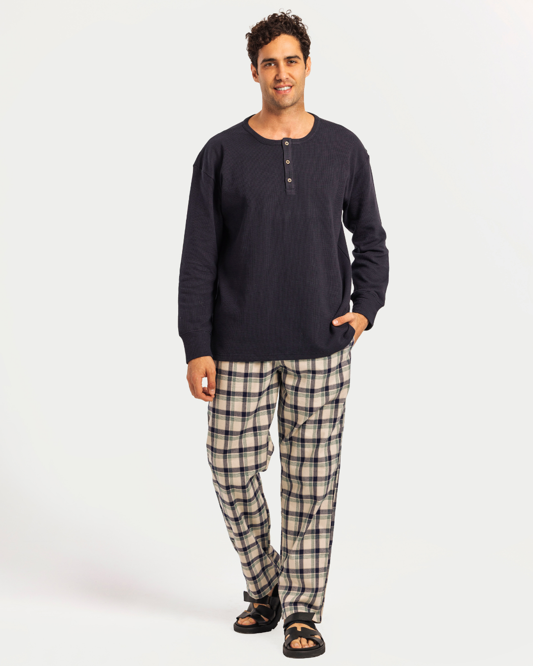 Men's Pajamas with Sleeves and Buttons
