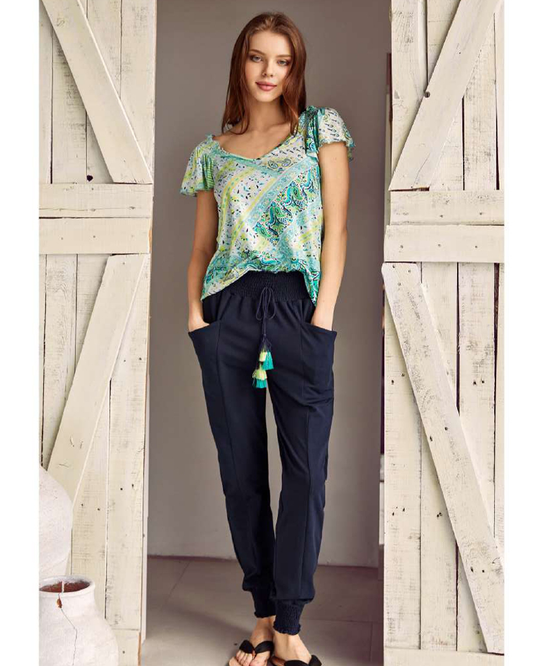 Half sleeve, ruffle cut, V pants, pajamas for women