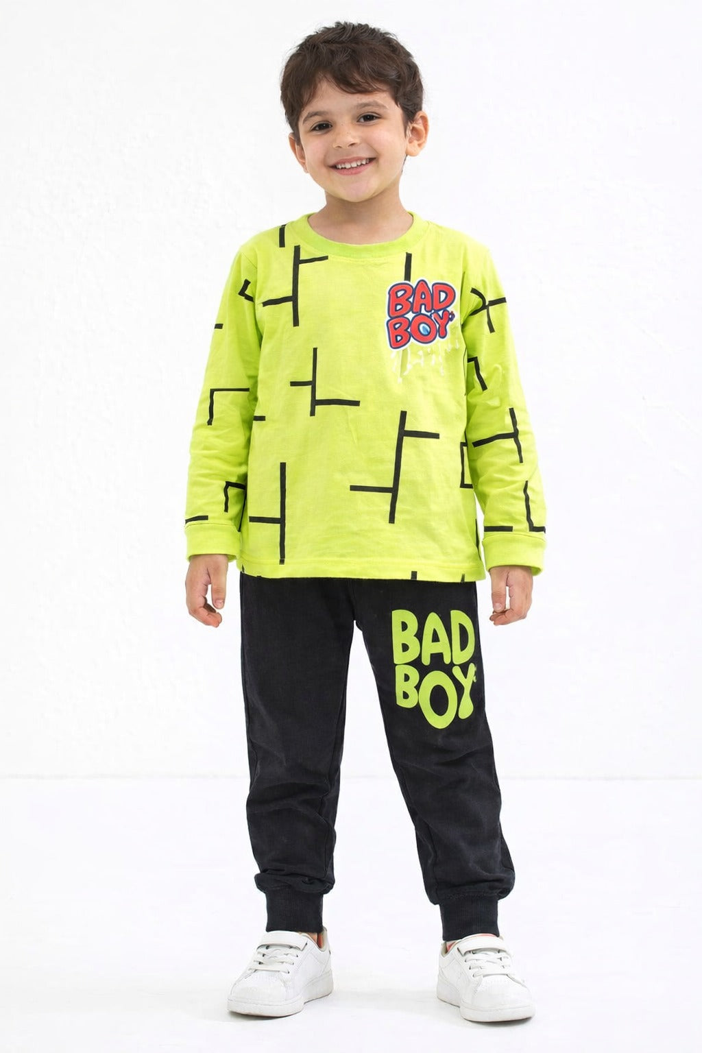 بيجامة قطن خريفي وسط اولادي