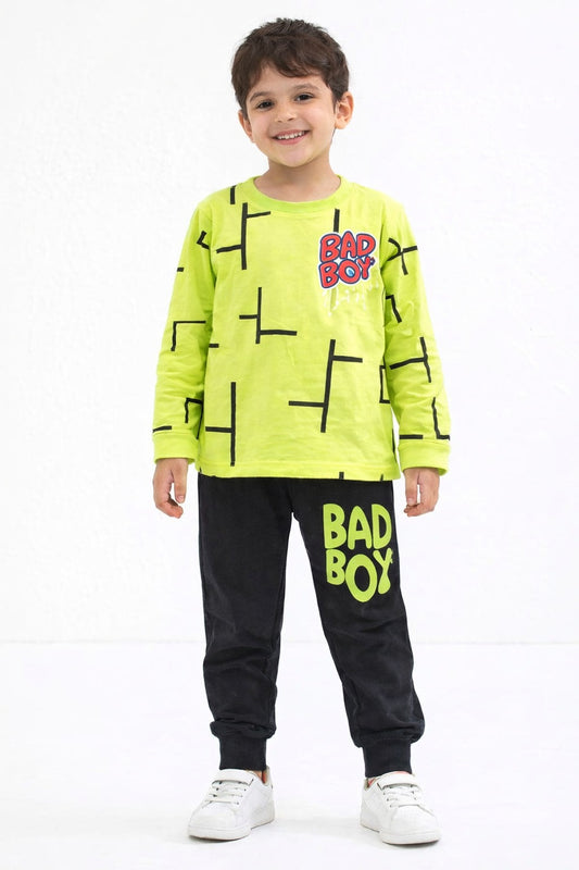 بيجامة قطن خريفي وسط اولادي