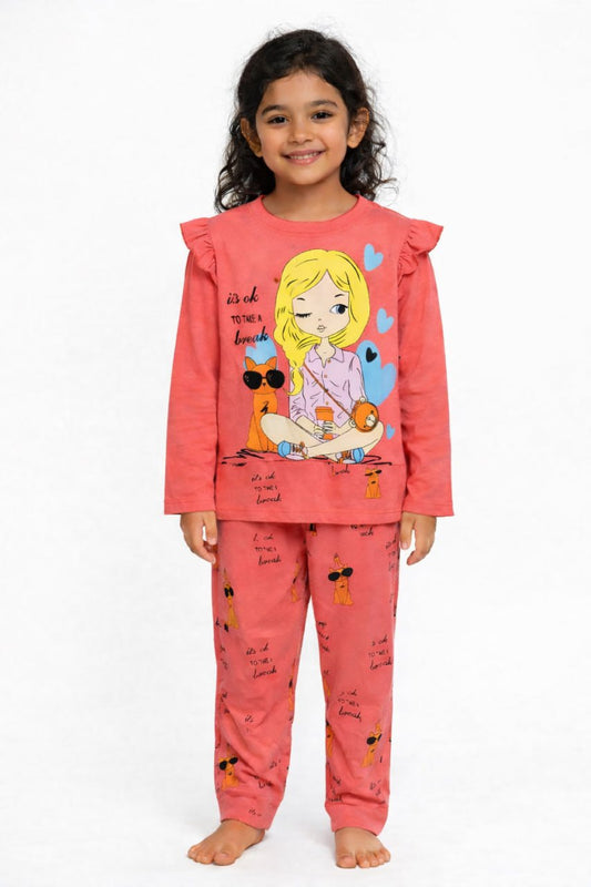 بيجامه قطن وسط بناتي