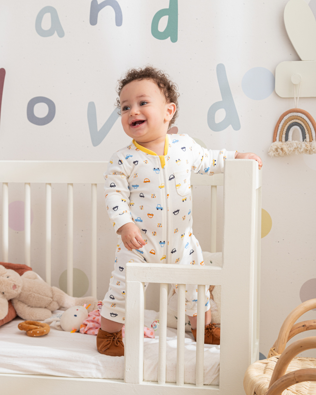 Beeb Beeb Baby boys' jumpsuit with zipper, long sleeves, cotton