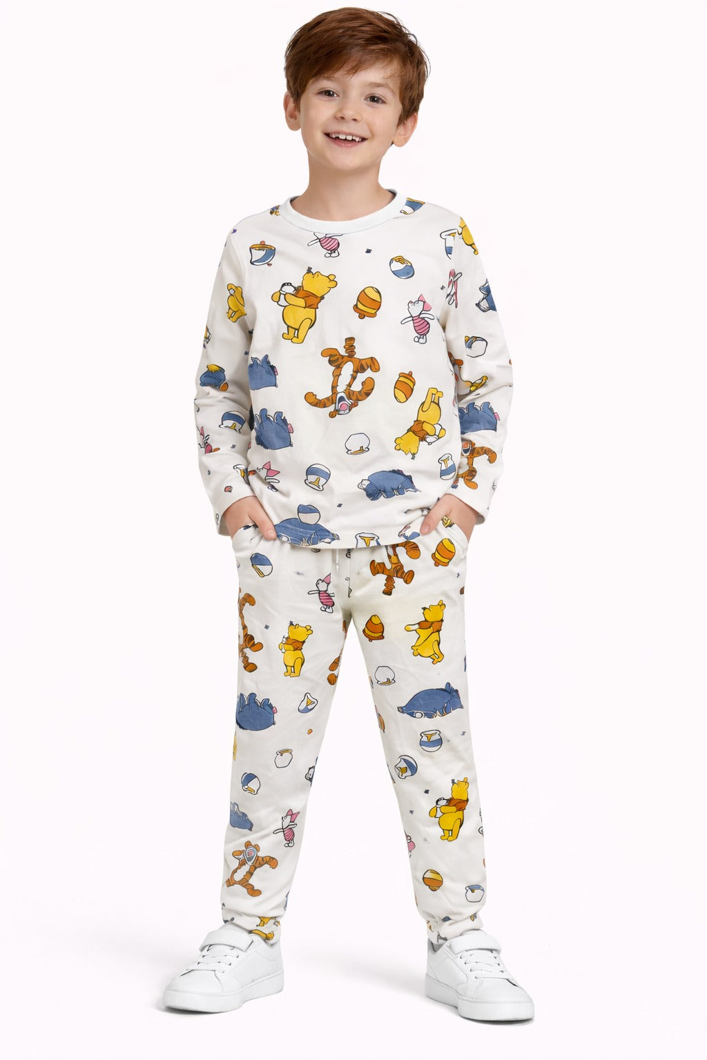 بيجامة قطن خريفي وسط اولادي