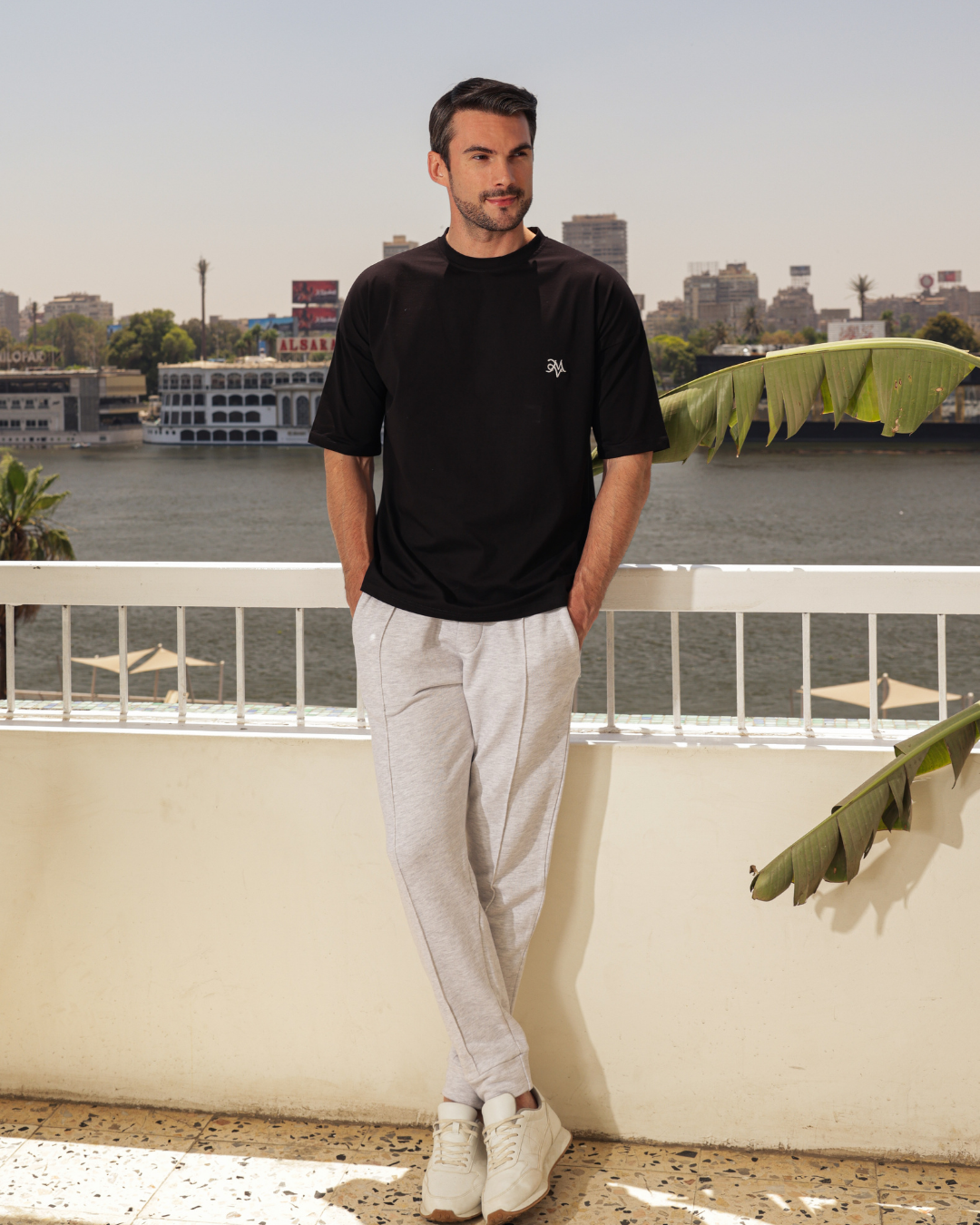 Men's Single Cotton Crew Neck Pajama with Sweatpants