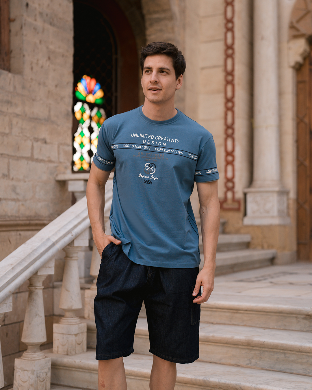 UNLIMITED CREAVITIY Men's Basin Shorts Print on Chest