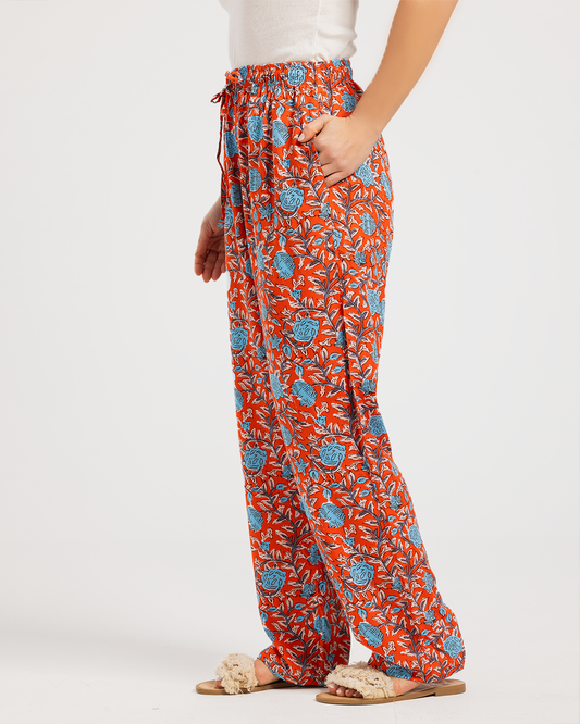 Pantalon fleuri femme and viscose