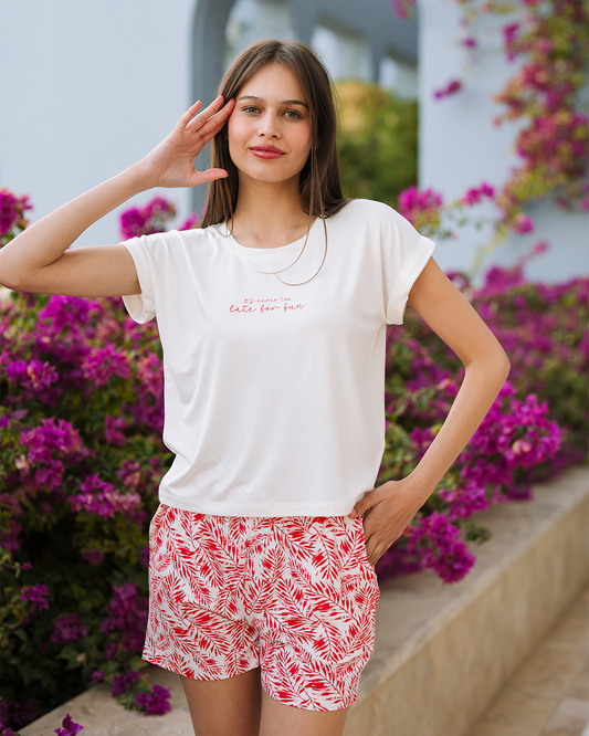 Tropical vibes viscose pajamas with short sleeves