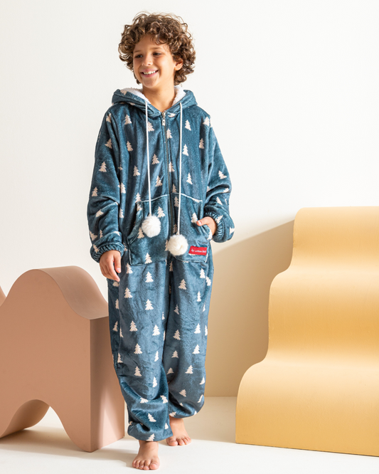 Boys Printed polar onesie, Green Pine Trees