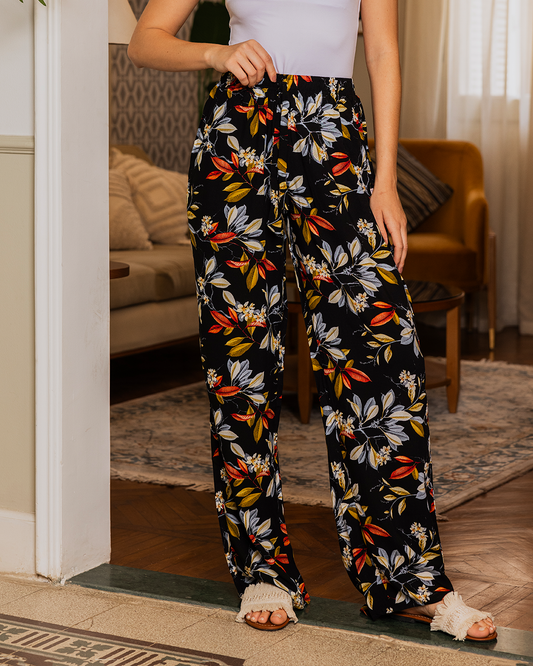 Women's viscose floral trousers