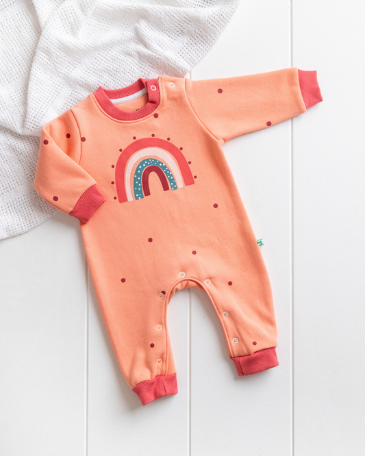 Baby polka dot and rainbow jumpsuit