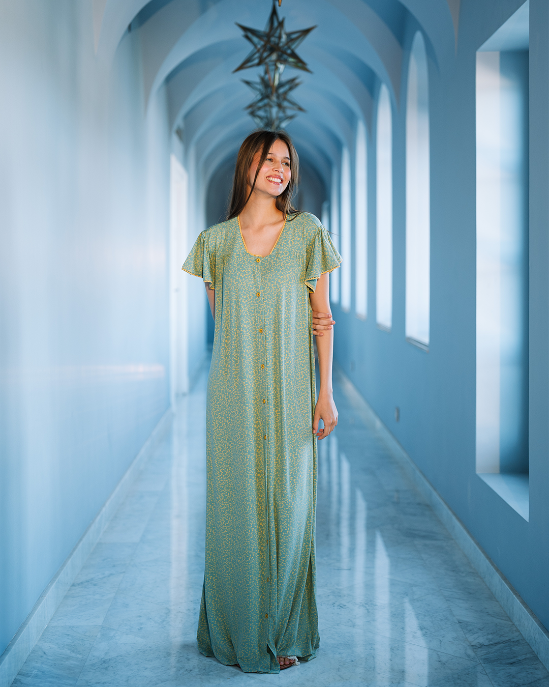 جلابية حريمى نص كم فيسكوز ليكرا