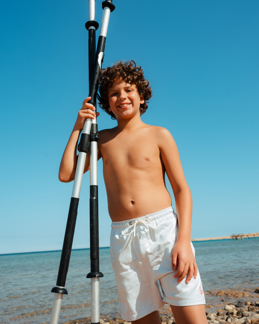 Blue stripe swimsuit