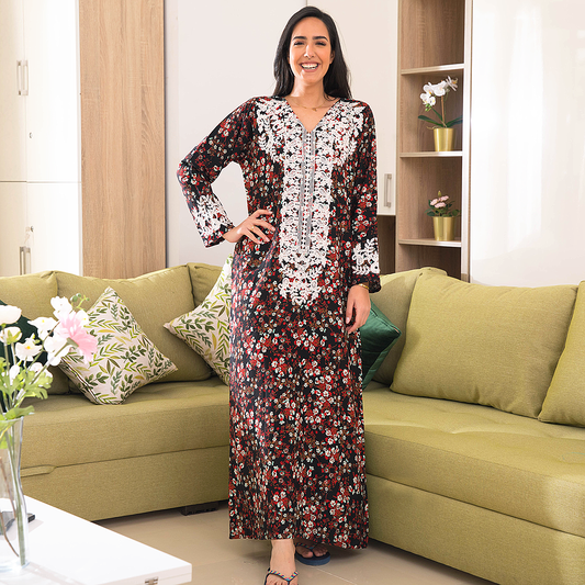 Viscose shirt with 2 sleeves embroidered with roses