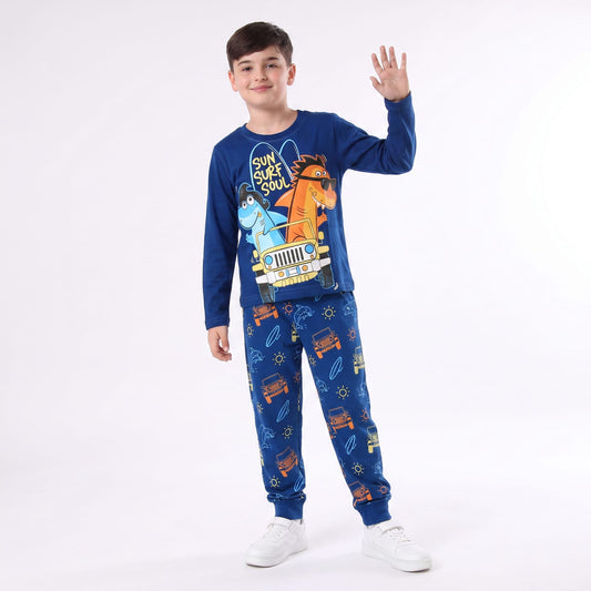 بجامه قطن خريفى اولادى shark& Dinosaur