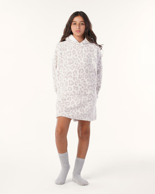 Blanket with sleeves and a hood grey tiger